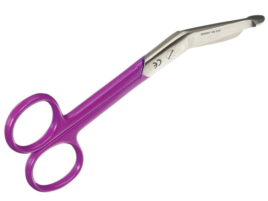 S/S BANDAGE SCISSORS - purple ring - 14 cm