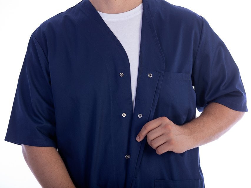 JACKET WITH STUD - cotton/polyester - unisex XXL navy blue