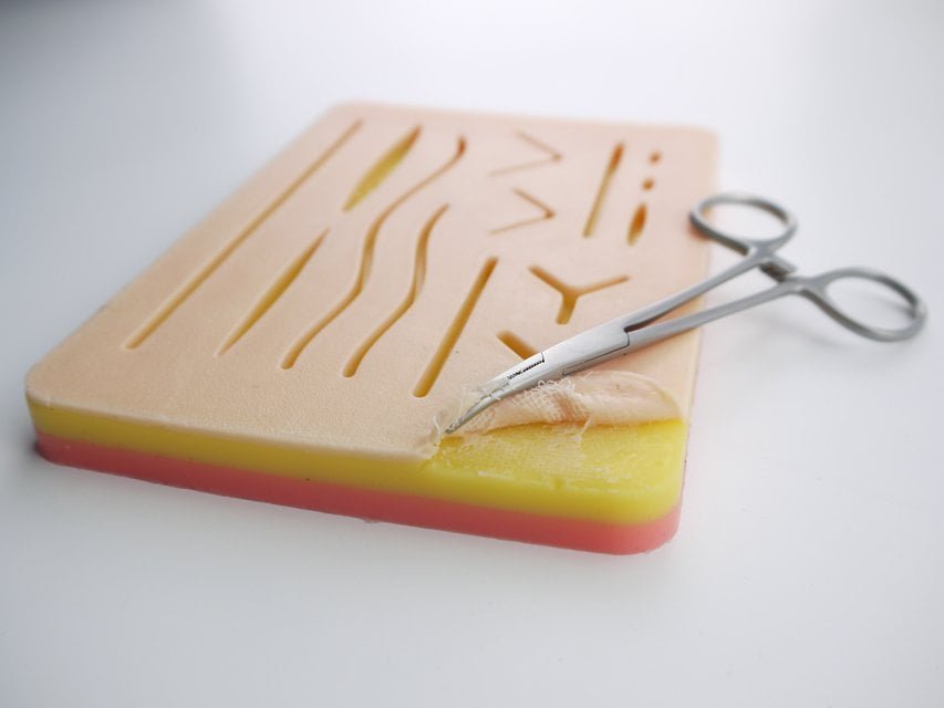 SUTURE TRAINING PAD WITH WOUNDS WITH MESH