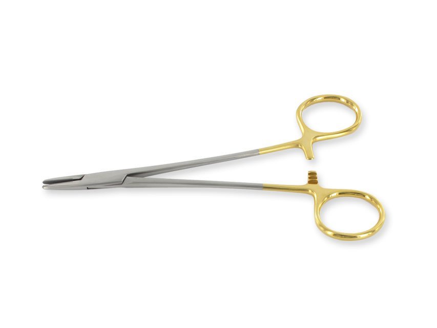 GOLD CRILE WOOD NEEDLE HOLDER - 15 cm