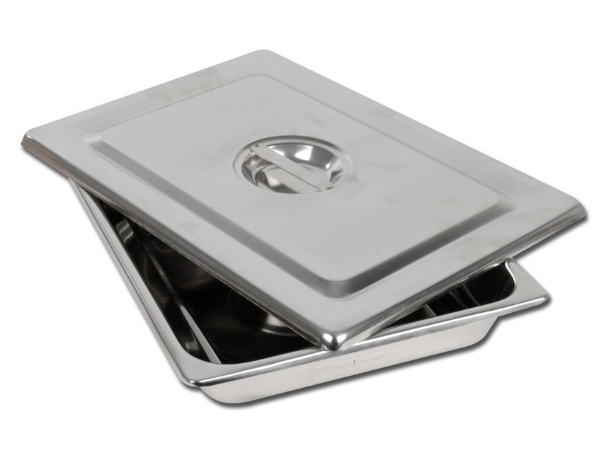 S/S INSTRUM. TRAY WITH LID - 355x254X50 mm