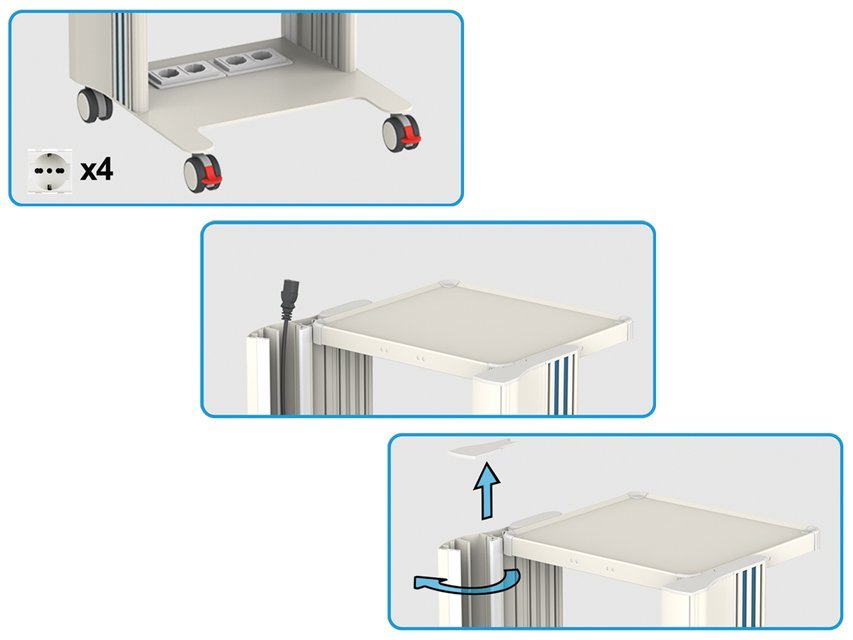 EASY POWER CART - 3 shelves 40x36 cm + base