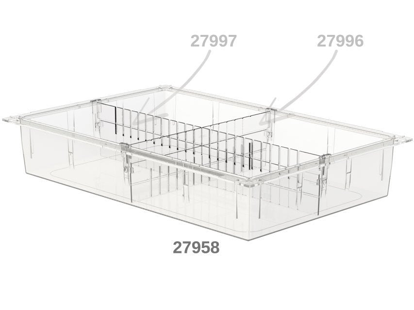 TRANSPARENT PLASTIC ISO DRAWER 600x400x100 mm - closed