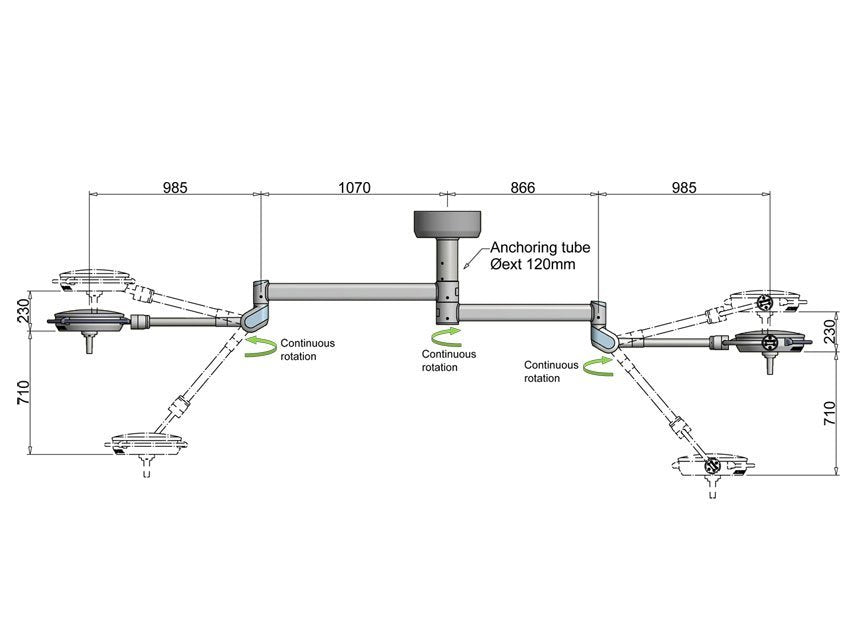 PENTALED 30E DOUBLE SCIALYTIC LIGHT - ceiling
