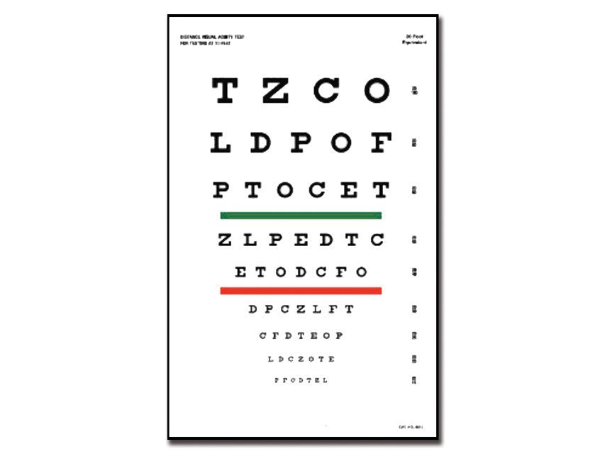 SNELLEN OPTOMETRIC CHART - 3 m - 23x35.5 cm