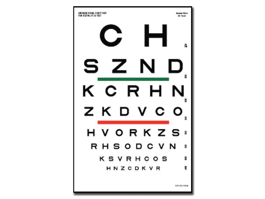 SLOAN OPTOMETRIC CHART - 6 m 23x35.5 cm