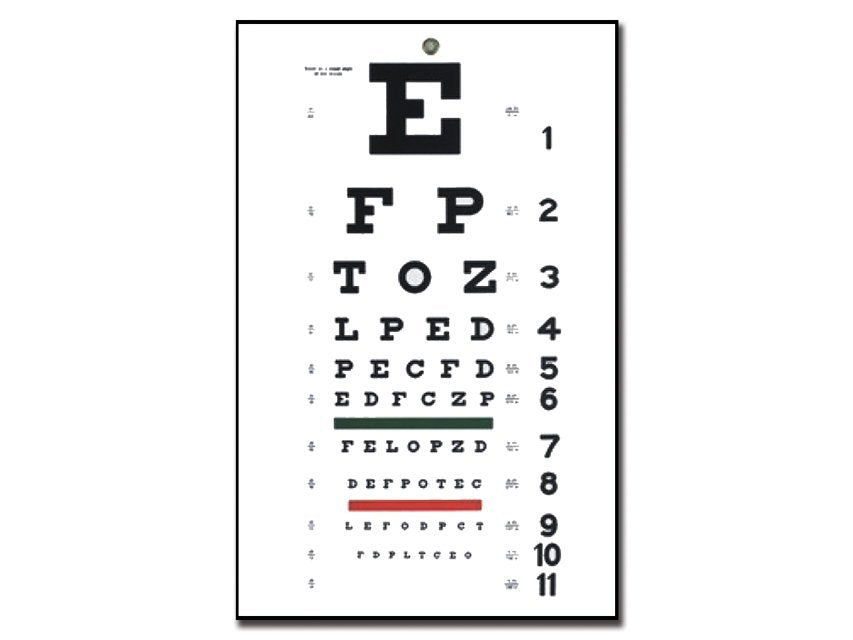 TRADITIONAL SNELLEN OPTOMETRIC CHART - 6 m - 28x56 cm