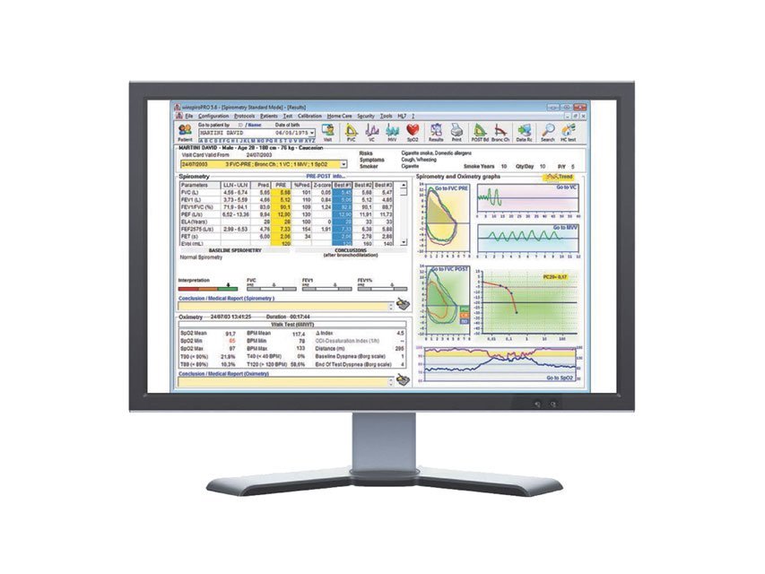 SPIROLAB COLOUR SPIROMETER with 7" touchscreen,SpO2,printer,software