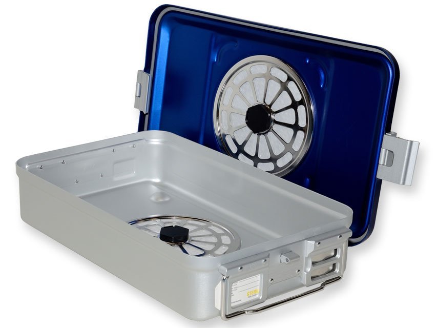 CONTAINER WITH FILTER medium h 100 mm - blue - perforated