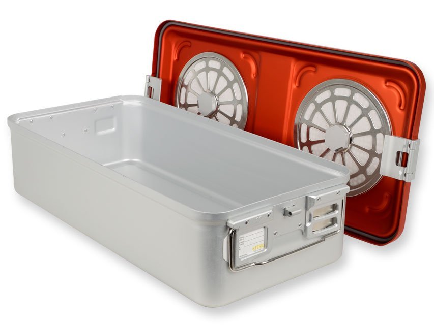 CONTAINER WITH FILTER large h 150 mm - red