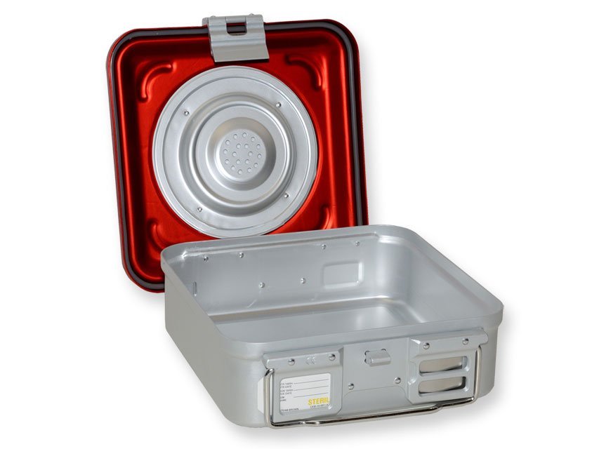 B.S. CONTAINER WITH VALVE small h 100 mm - red