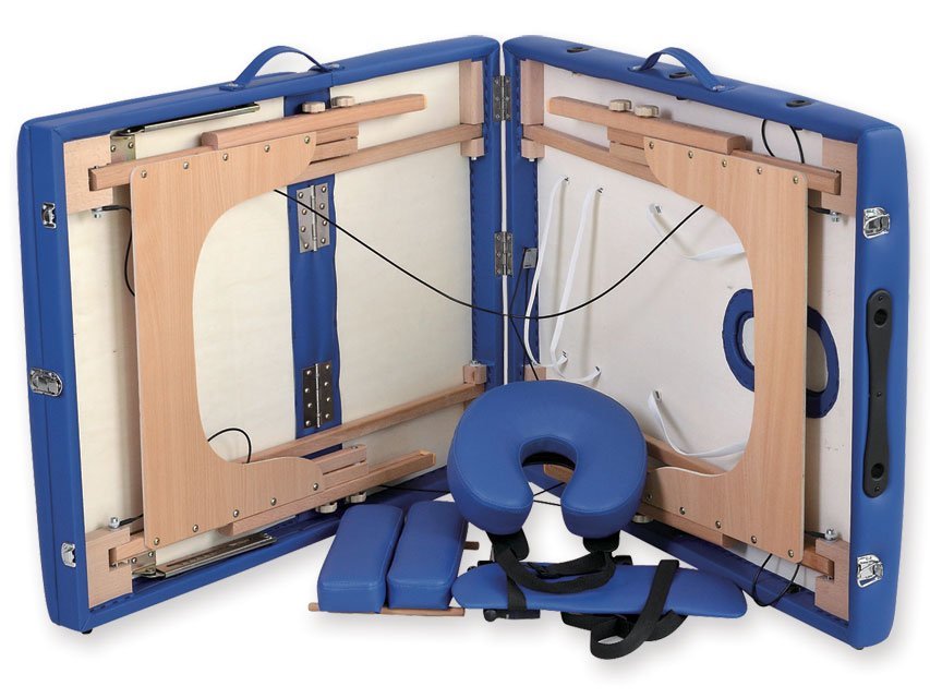 3-SECTION WOODEN MASSAGE TABLE - blue