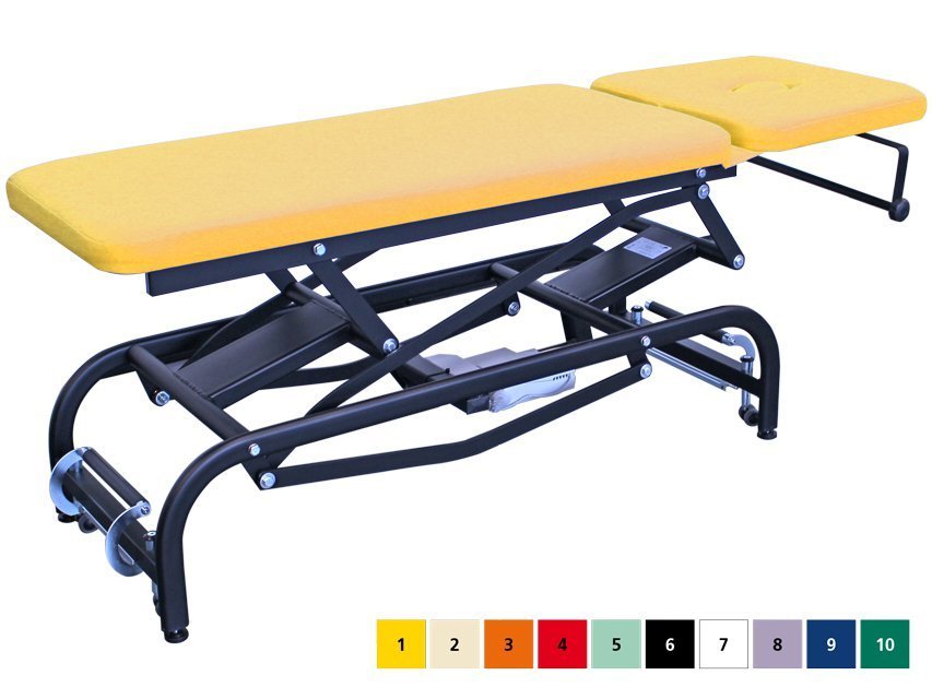 KING HEIGHT ADJUSTABLE EXAMINATION COUCH with hole - black frame - any colour