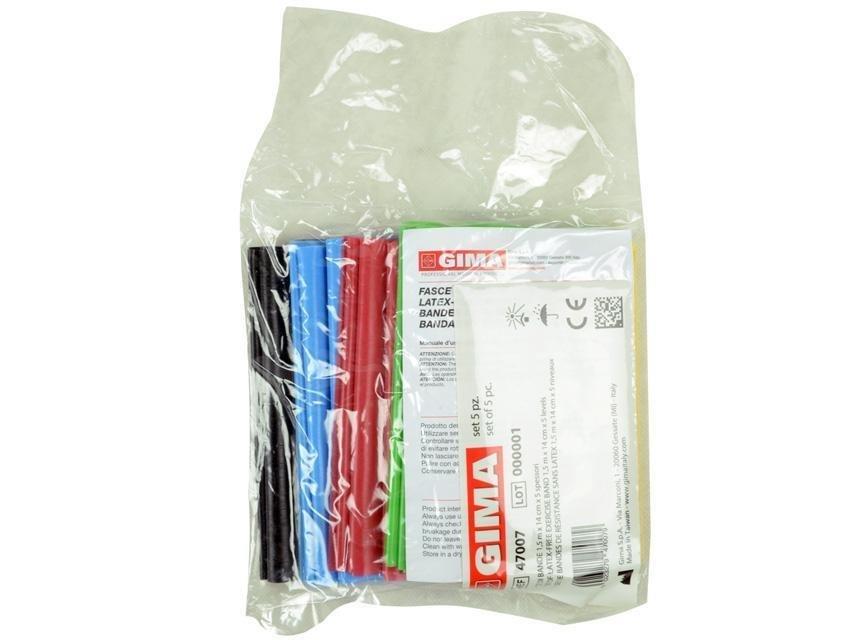 SET OF LATEX-FREE EXERCISE BAND 1.5 m x 14 cm x 5 levels