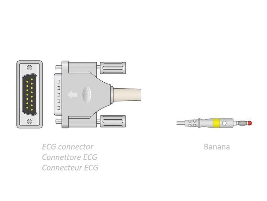 ECG PATIENT CABLE 2.2 m - banana - compatible Esaote, Shiller