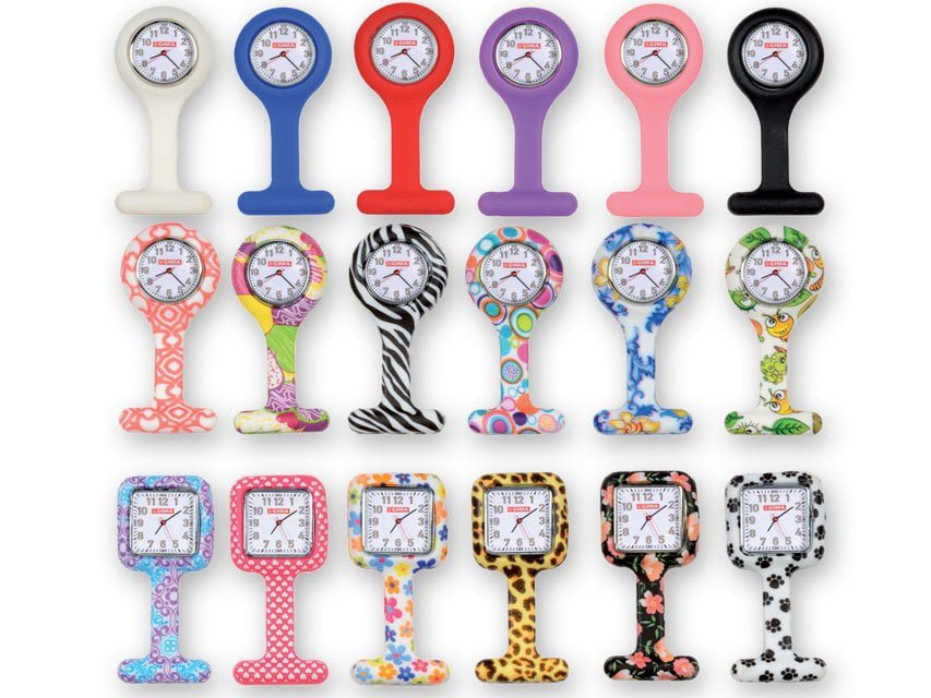 SILICONE NURSE WATCH - square - hearts