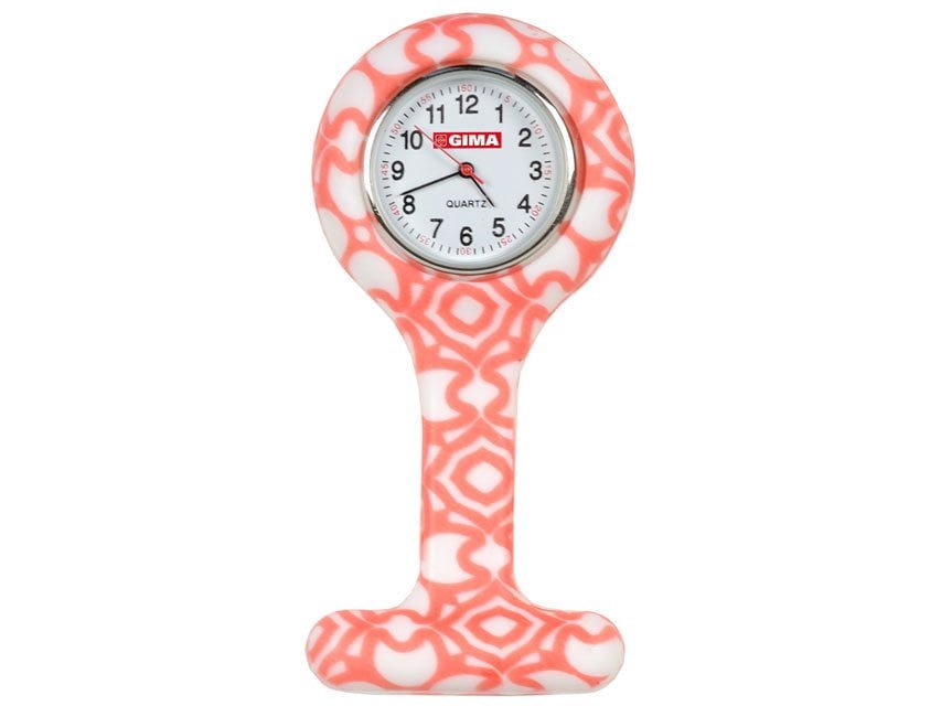SILICONE NURSE WATCH - round - red&white