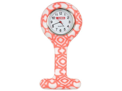 SILICONE NURSE WATCH - round - red&white