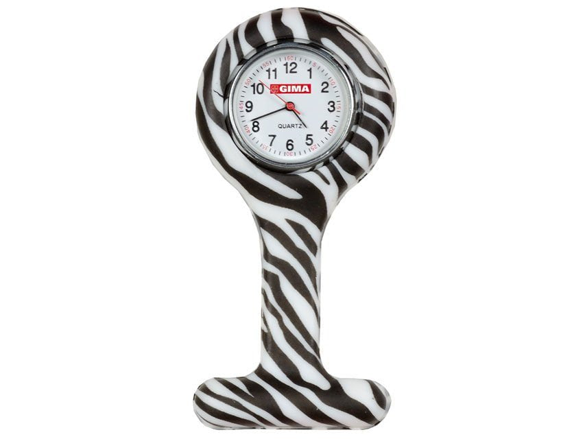 SILICONE NURSE WATCH - round - zebra