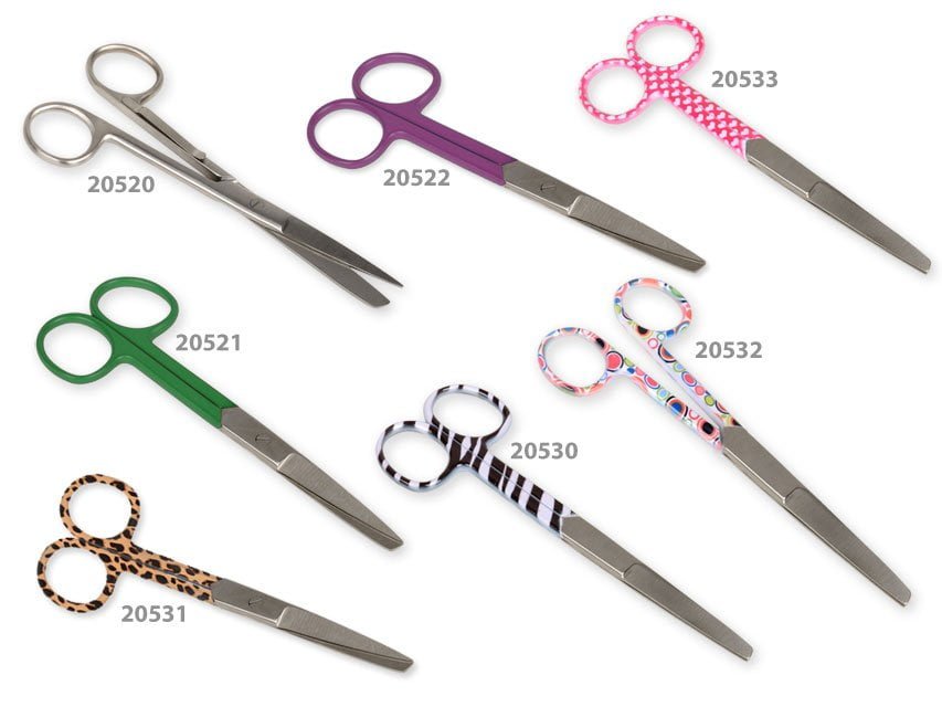 S/S STRAIGHT SCISSORS - purple ring - blunt/sharp - 14 cm