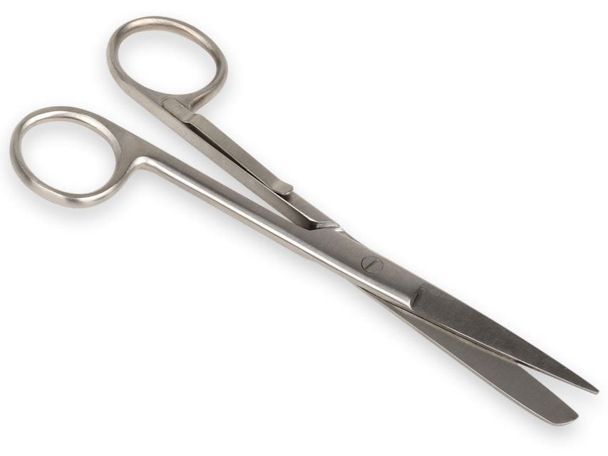S/S STRAIGHT SCISSORS with belt clip - blunt/sharp - 14 cm