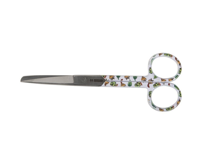 S/S STRAIGHT SCISSORS - caterpillar - blunt/sharp - 14 cm