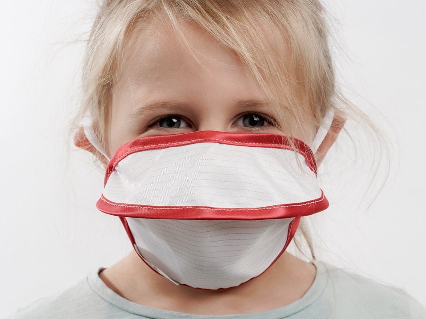 MYCROCLEAN KID REUSABLE SURGICAL MASK - BFE 99.8% - white-red