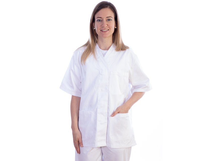 JACKET WITH STUD - cotton/polyester - woman S white