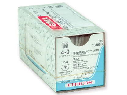 ETHICON PERMA-HAND SILK SUTURES - gauge 4/0 needle 13 mm - braided