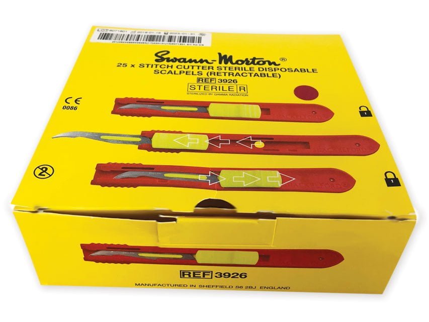 SWANN-MORTON STITCH CUTTER WITH RETRACTABLE S/S BLADE - sterile