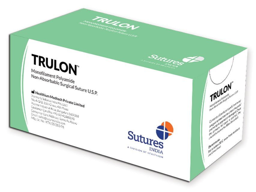 TRULON NON ABSORB. SUTURE gauge 2/0 circle 3/8 needle 26 mm - 45 cm - blue