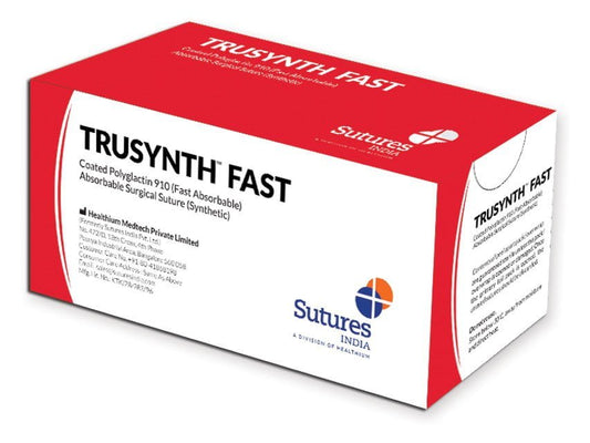 TRUSYNTH FAST ABSORB. SUTURE gauge 3/0 circle 1/2 needle 17mm - 45cm - undyed