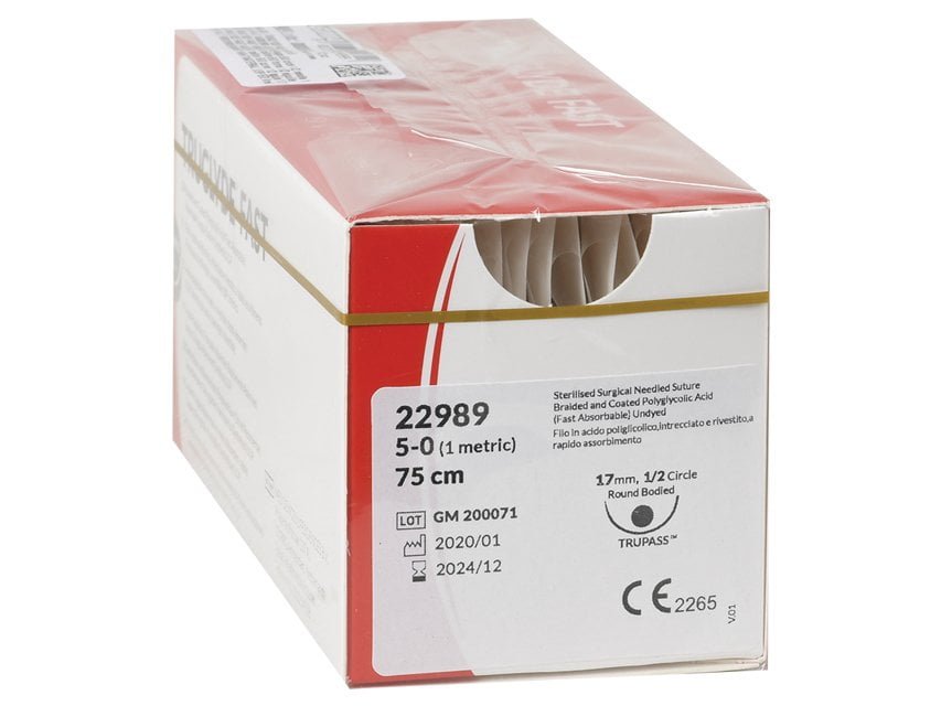 TRUGLYDE FAST ABSORB. SUTURE gauge 5/0 circle 1/2 needle 17mm - 75cm - undyed