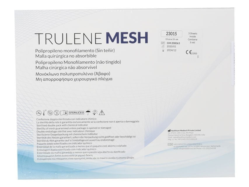 TRULENE NON ABSORBABLE MESH 15x15cm - transparent