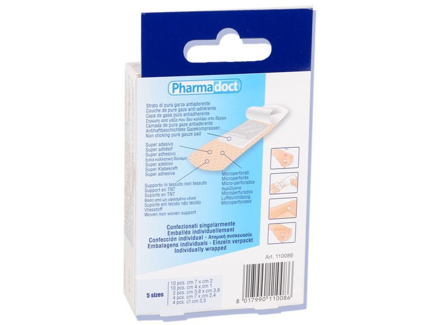 PHARMADOCT HYPOALLERGENIC PLASTERS 5 sizes - carton of 12 boxes of 30