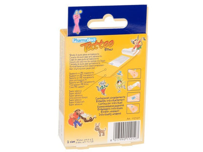 PHARMADOCT TATOO CHILDREN PLASTERS 2 sizes- carton of 12 boxes of 16