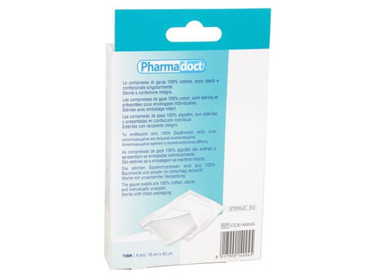 PHARMADOCT COTTON GAUZE SWABS 18x40 cm - carton of 12 boxes of 6