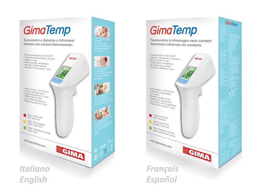 GIMATEMP NO CONTACT INFRARED THERMOMETER GB,FR,IT,ES