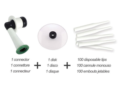 DISPOSABLE TIPS SET (100 tips, 1 disk, connector)