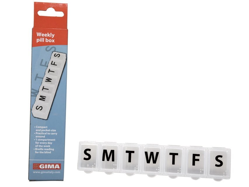 WEEKLY PILL BOX - white - blister - English