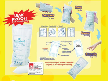 TRAVELJOHN DISPOSABLE URINAL 800cc