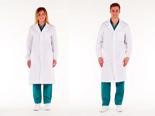 WHITE COAT - cotton - unisex press studs size 56
