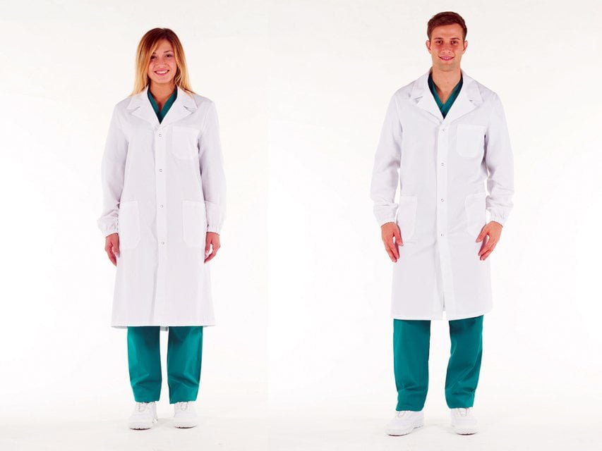 WHITE COAT - cotton - unisex press studs size 44