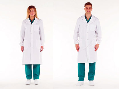 WHITE COAT - cotton - unisex press studs size 58