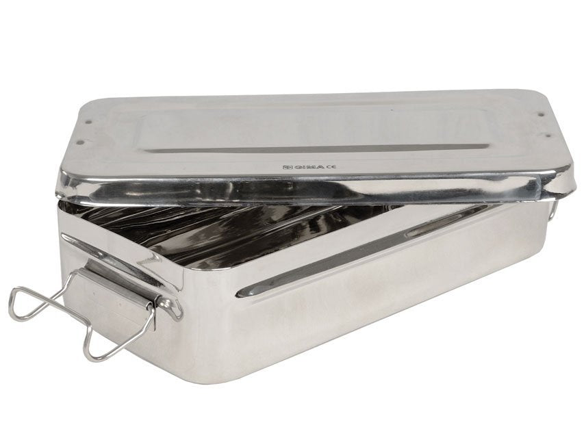 STAINLESS STEEL BOX - 25x12.5x4.6 cm - handle