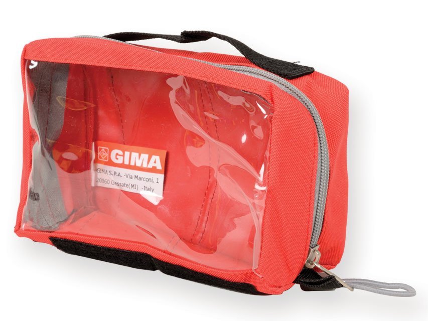 E1 RECTANGULAR POUCH with window and handle - red