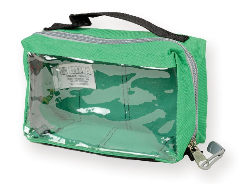 E1 RECTANGULAR POUCH with window and handle - green