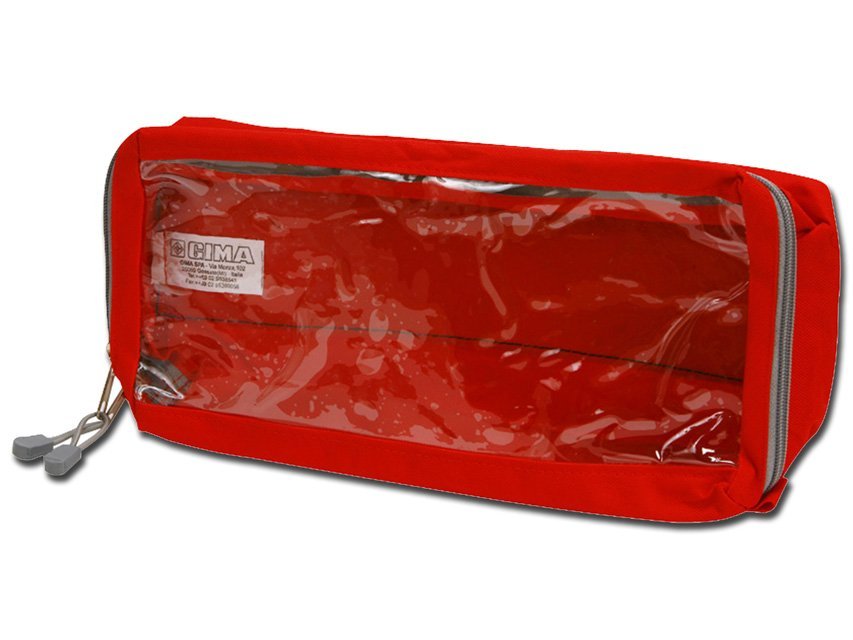 E4 RECTANGULAR POUCH long with window - red