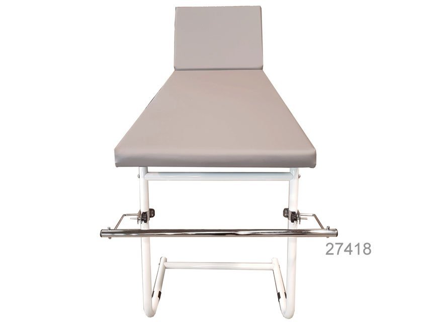 EXAMINATION COUCH - white painted, grey mattress