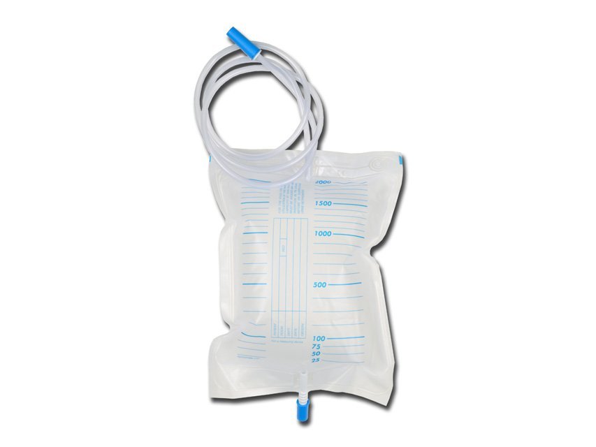 URINE BAG 2000 cc - tube 130 cm - with non-return/exaust valve